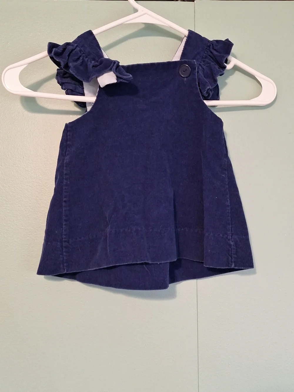 Vintage Girls Corduroy Blue Bear Dress Size 18m